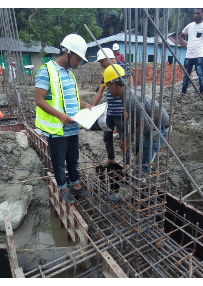 Lax24 - Major Task: Sub Structure, Task: Shuttering, Laying Reinforcement - Pile Cap and Bracing Beam, Comments: Pile cap and bracing beam reinforcement checking, Submitted By: Md.Robiul Islam On 2018-07-16 18:31:10, [22.835627,90.835185], Pile cap reinforcement checking